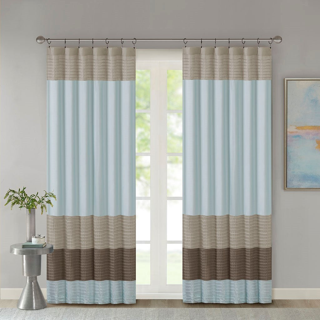 Polyoni Pintuck Curtain Panel Only 1 Pc Panel Blue Multi Polyester