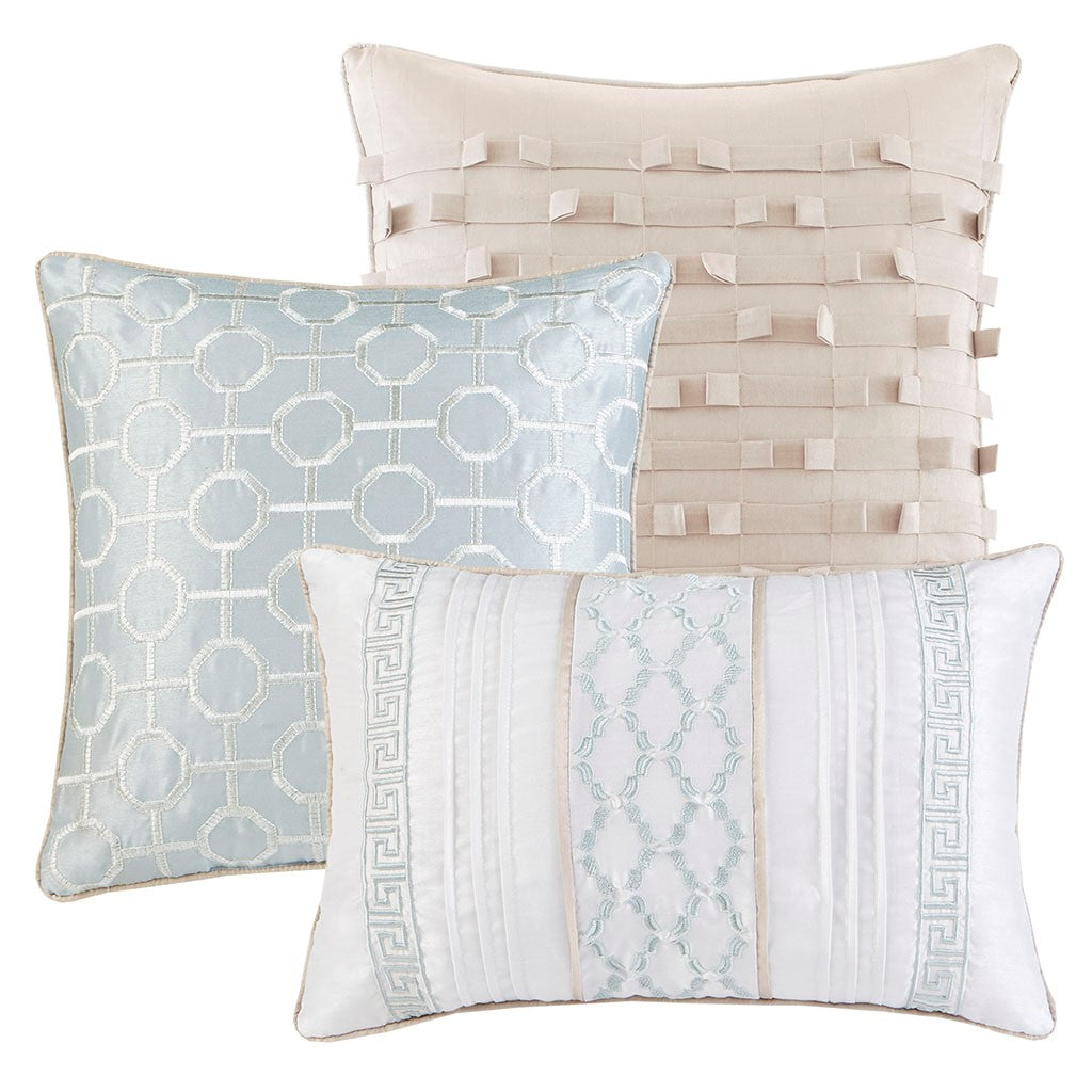 7 Piece Comforter Set Aqua King King Aqua Polyester
