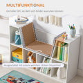 Homcom 6 Cubby Kids Bookcase With Reading Nook And Cushion, Multi Purpose Storage Organizer For Bedroom, Living Room, Pure White White Mdf