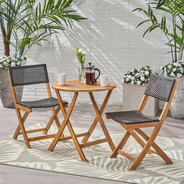 Hillside Bistro Set,2 Chairs 1 Table Brown Wood