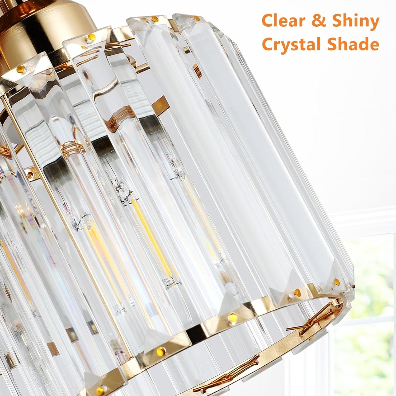 Modern Semi Flush Mount Ceiling Light,3 Light Crystal Close To Ceiling Light Fixtures,Golden Kitchen Light Fixtures With Clear Crystal Shade,Hallway Light Fixtures For Hallway Bedroom Bathroom Golden Crystal