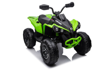 Kids Atv 24V, Licensed Brp Can Am Two Seater Ride On Cars For Kids W 4X200W Powerful Motor, Bluetooth, Led Lights, Usb, Spring Suspension,Green Green Abs