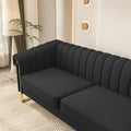 Fx P81Pu Bk Sofa 84.65Inch Fashionable Sofa For Livingroom And Office Room 3S Sofa Temu Suitable Black Pu 2 Seat