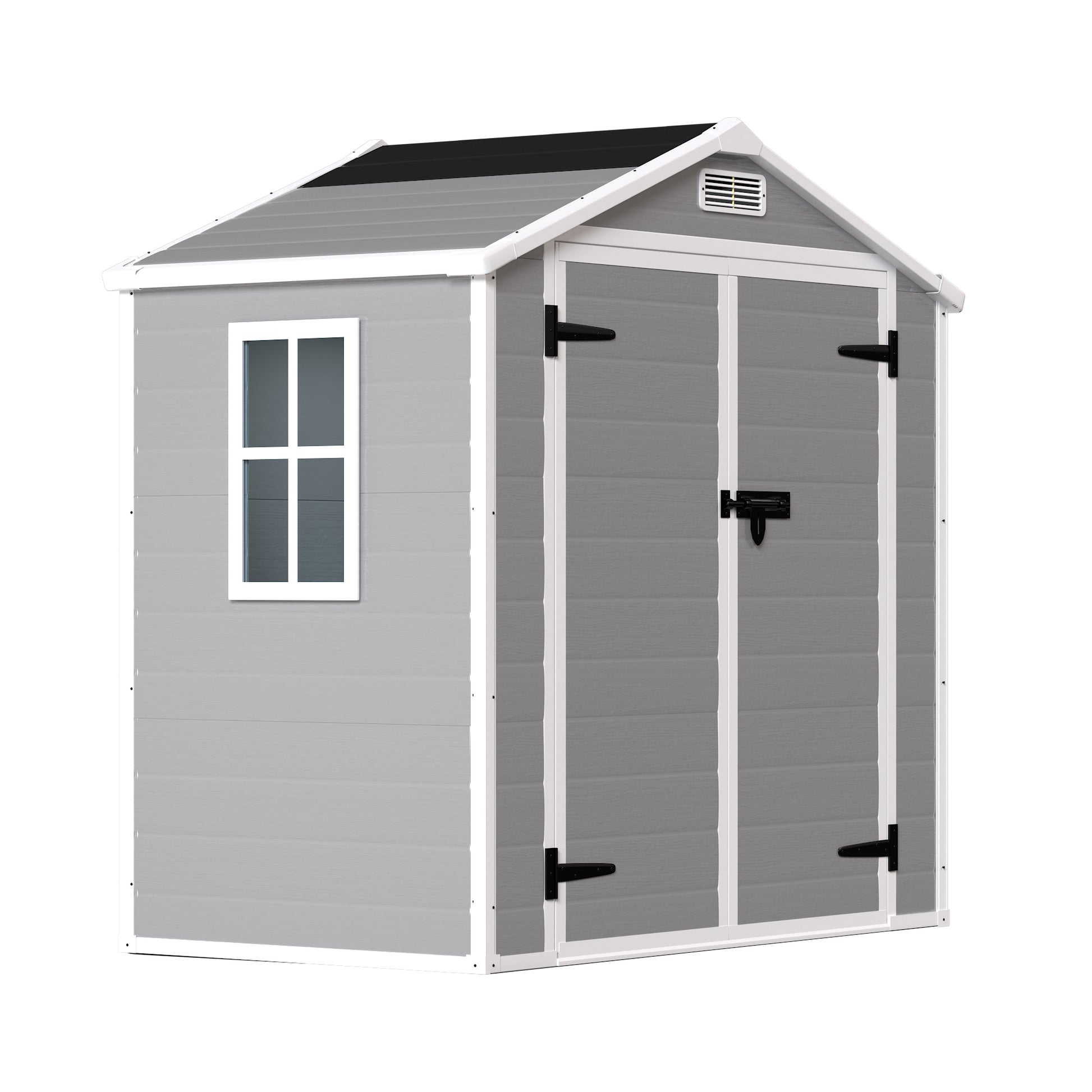 6' X 4.4' Resin Weather Resistant Outdoor Storage Shed With Floor For Garden,Backyard,Pool Tool, Light Grey Gray Polypropylene