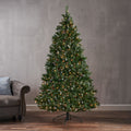 7' Mixed Frosted Hinged Tree With 52 Frosted Pine Cones And 26 Red Berry And 450 Clear Lights Ul,Dia:53