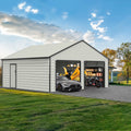 23Ft X 22Ft Double Garage Metal Shed With Side Entry Door,Can Storage Power Tools, Motorized Machinery, Farm Equipment, Pick Up Truck Cream Garden & Outdoor Metal