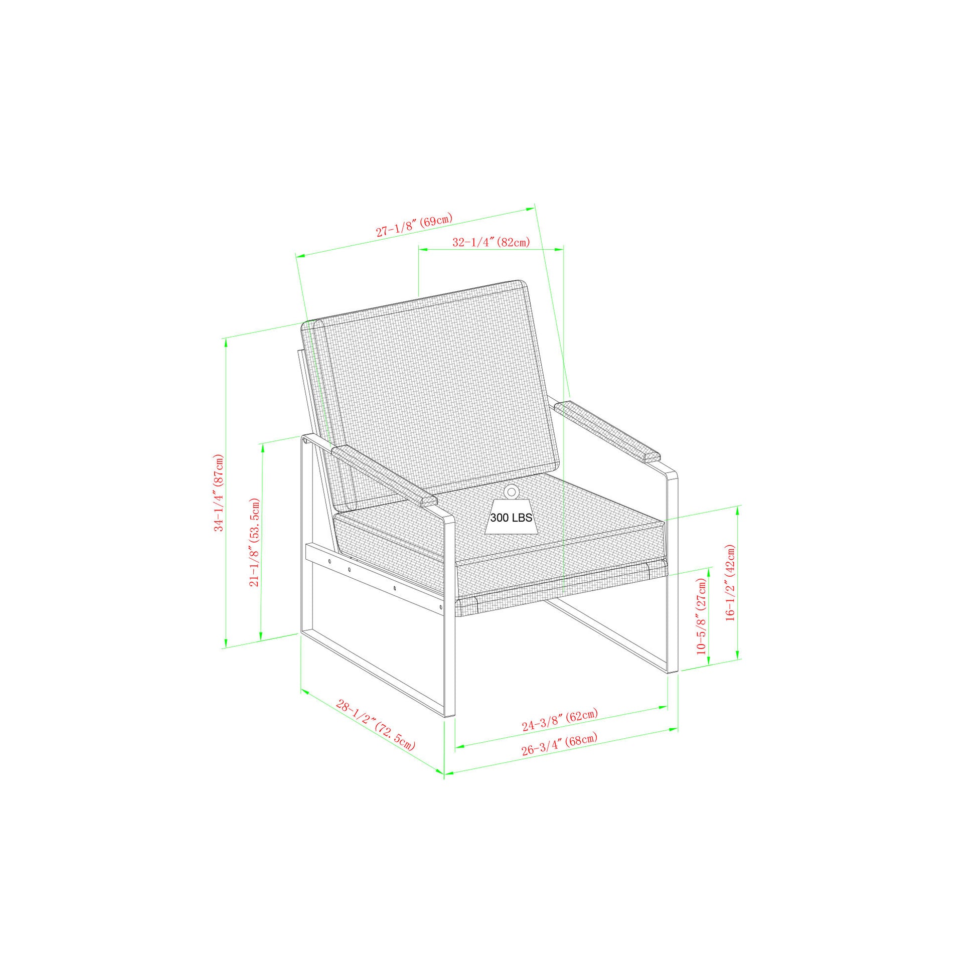 Contemporary Square Metal Frame Accent Chair Mushroom Black Mushroom Steel