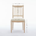 Antique Dining Chairs Linen Fabric Upholstered Wooden Chairs Set Of 2 Cream Fabric