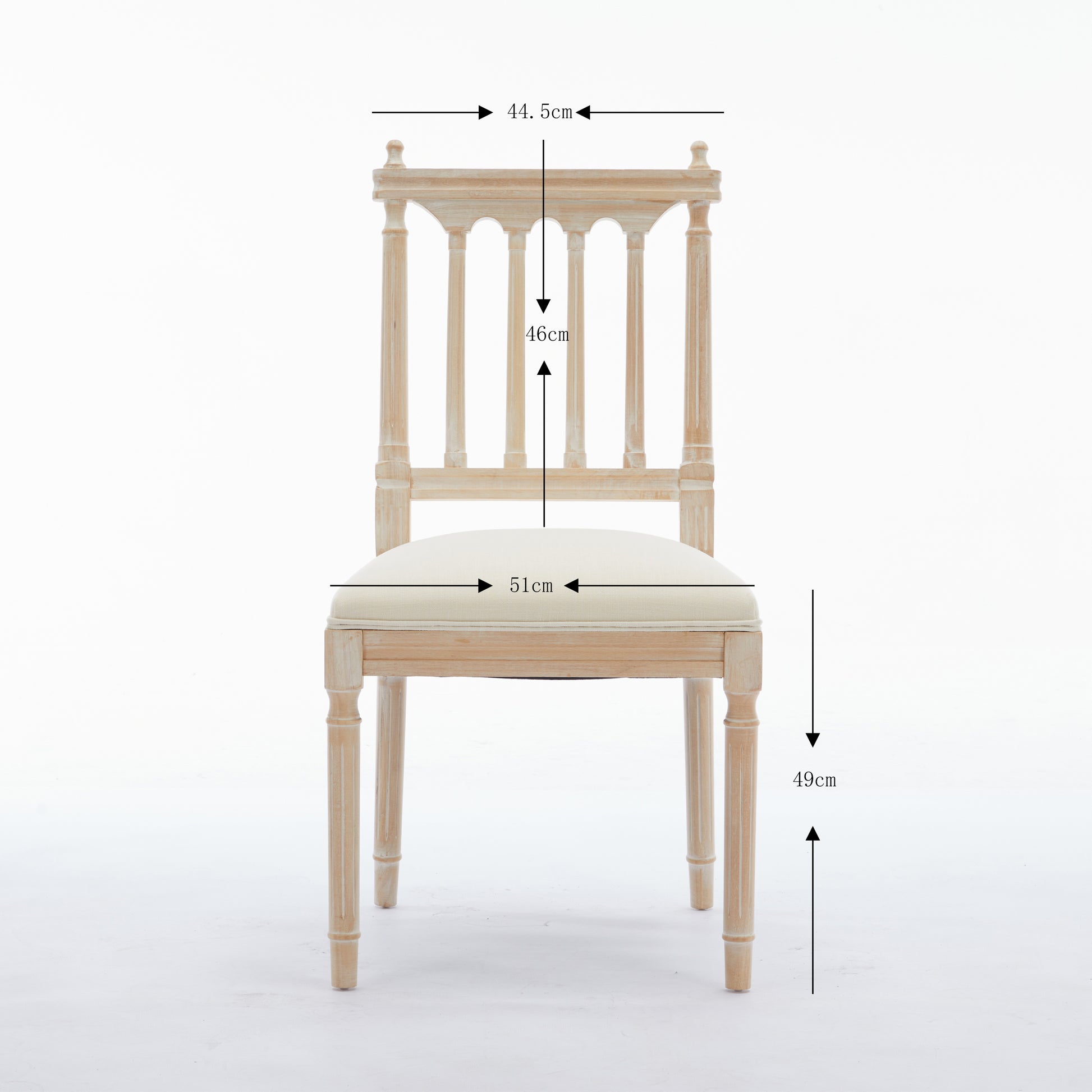 Antique Dining Chairs Linen Fabric Upholstered Wooden Chairs Set Of 2 Cream Fabric