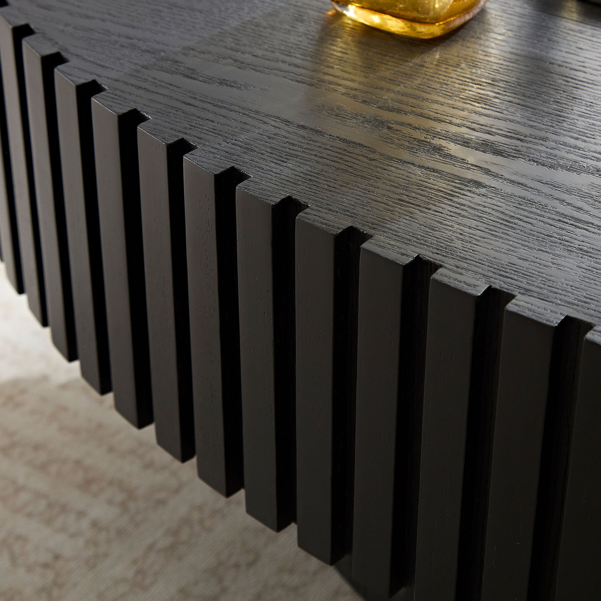 Modern Handcraft Drum Coffee Table Length 43.7 Inch Ellipse Coffee Table For Living Room,Oval Small Coffee Table With Sturdy Pedestal,Black Mdf Matt Black Mdf