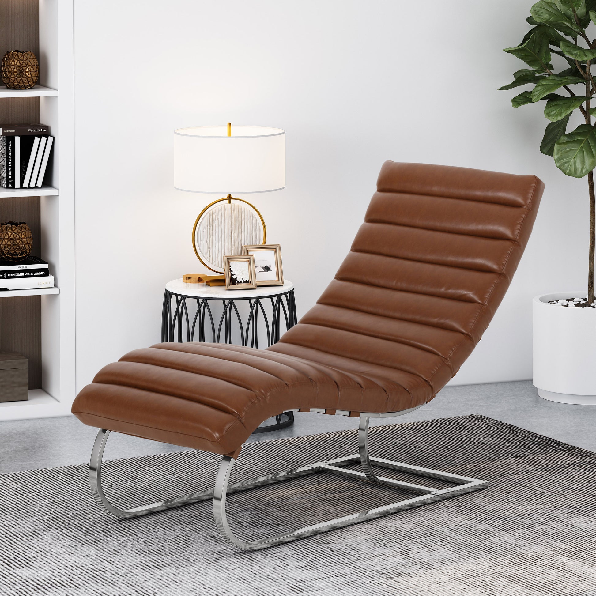 S Chaise Lounge Light Brown Pu