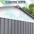 8X10Ft Outdoor Storage Shed With Thickened Galvanized Steel,With Sloped Roof & Double Lockable Door,Storage Shed Large With 6 Vents, Garden Tool Shed For Backyard Garden Patio Lawn Bike,Lawnmower Grey Rectangular None Garden & Outdoor Modern Year Round