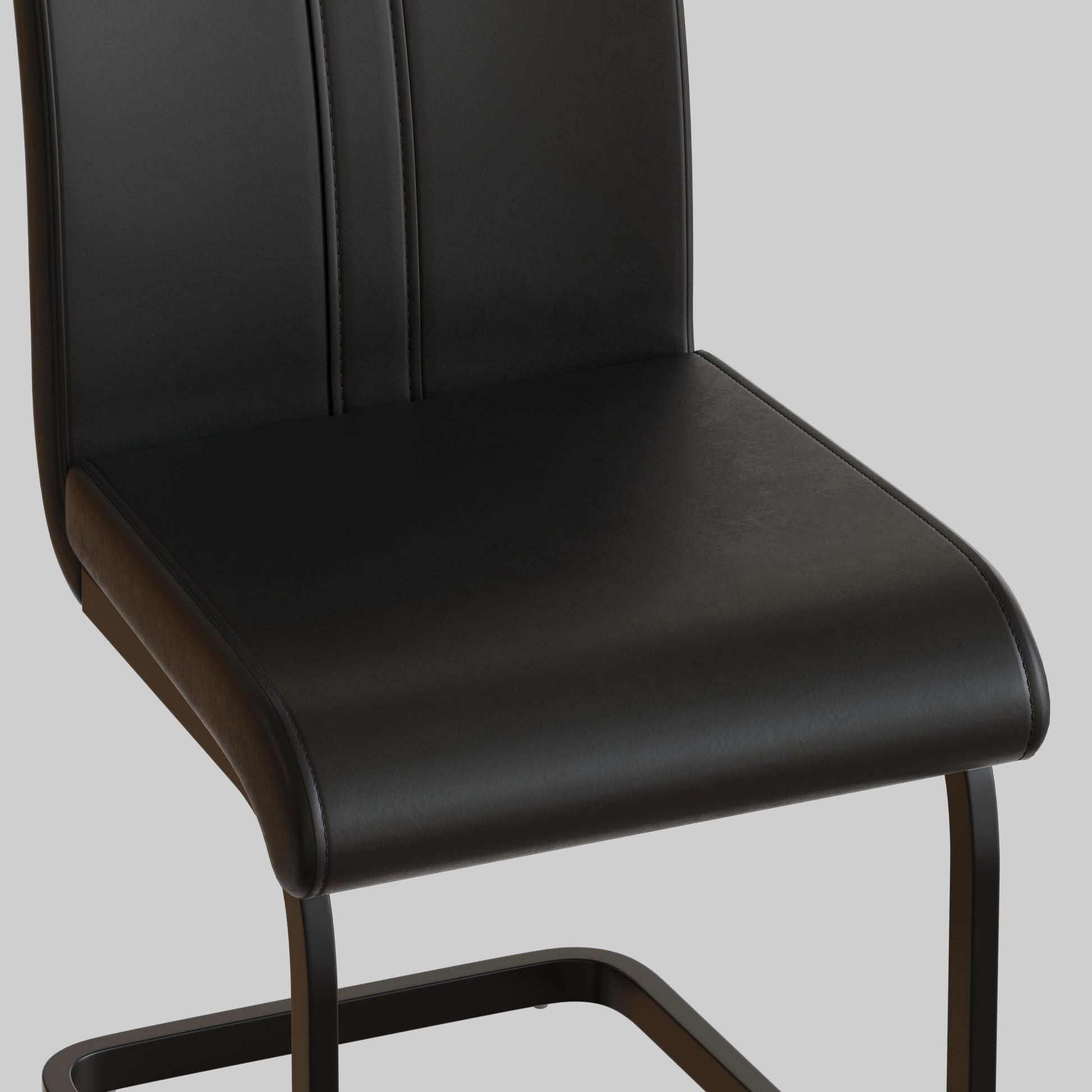 Modern Dining Chairs,Pu Faux Leather High Back Upholstered Side Chair With C Shaped Tube. Black Metal Legs For Dining Room Kitchen Vanity Patio Club Guest Office Chair Set Of 4 Black Pu Black Foam Pu