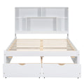 Full Size Platform Bed With Storage Headboard And 2 Drawers, White Box Spring Not Required Full White Wood Bedroom Bed Frame Solid Wood Mdf