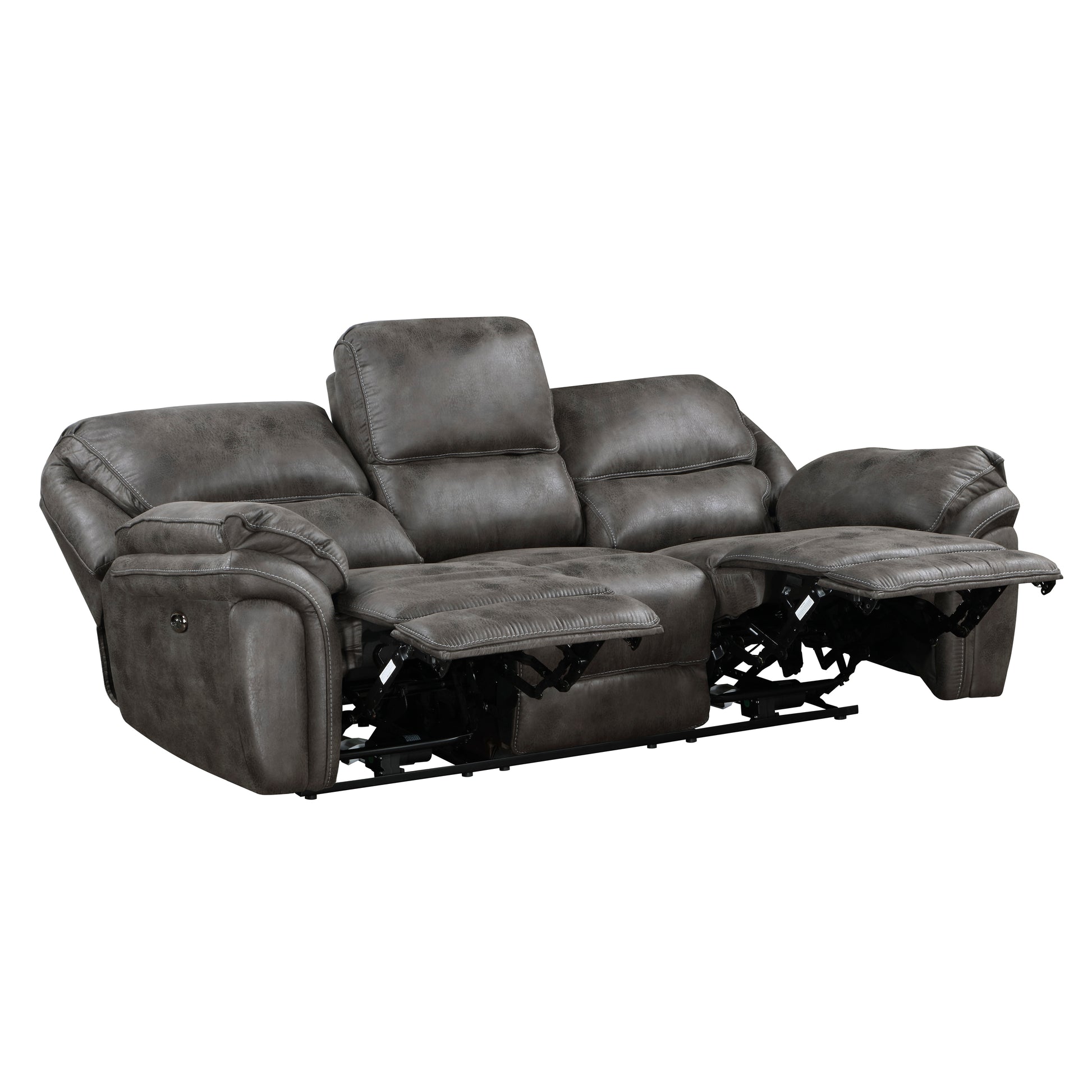 Plush Modern Living Room Sofa Set 3Pc Power Reclining Sofa Loveseat Chair Gray Microfiber Upholstery Usb Port Solid Wood Frame Furniture Gray Microfiber Wood Primary Living Space Modern Plywood,Solid Wood 6 Seat