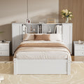 Twin Size Platform Bed With Storage Headboard And Lockers, White Twin Box Spring Not Required White Wood Bedroom Solid Wood Mdf