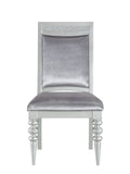 Maverick Fabric & Platinum Finish Side Chair Set Of 2 Silver Fabric,Synthetic Wood