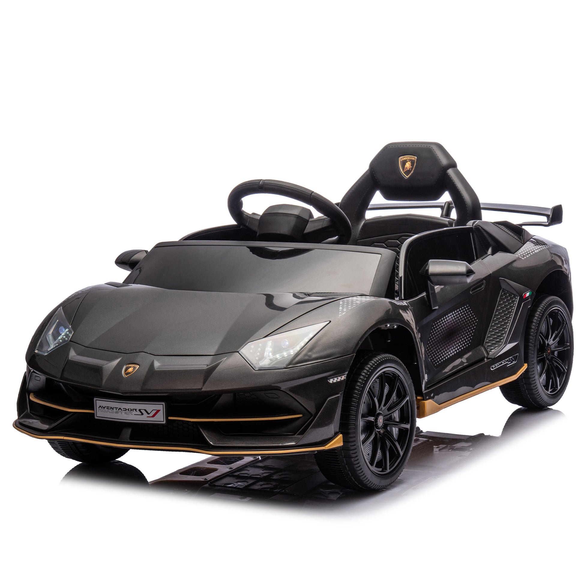 12V Kids Ride On Car W Parents Remote Control,Licensed Lamborghini Aventador Xago,Hydraulic Pressure Door,Slow Start,Early Education,Bluetooth,Adjustable Volume,Mp3,Usb,Led Lights For Kids Aged 3 8. Black 50 99 Lbs Polypropylene