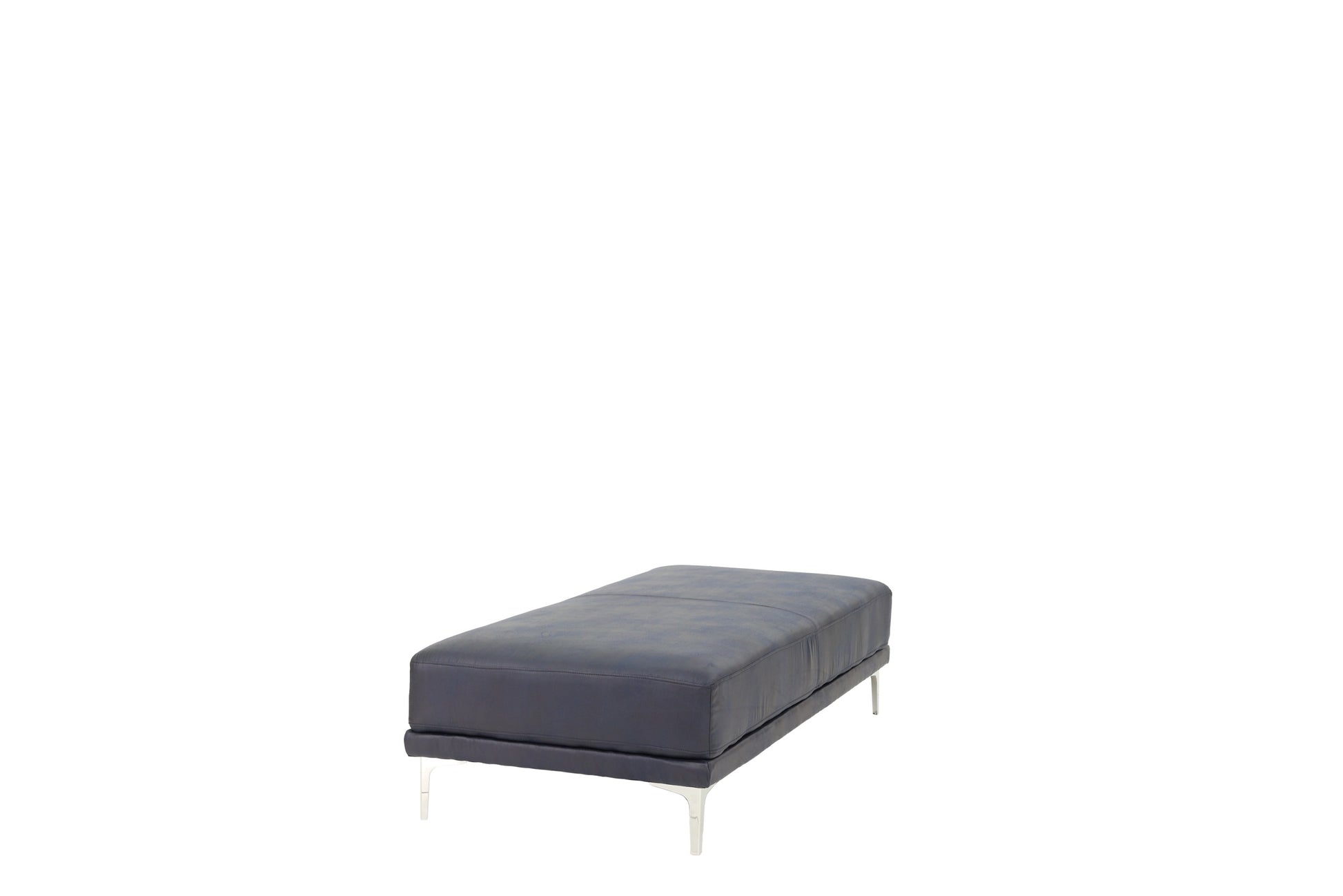 Modern Ink Blue Large Ottoman Metal Legs 1Pc Cocktail Ottoman Living Room Blue Faux Leather Primary Living Space Blue Contemporary,Modern Rectangle Bonded Leather