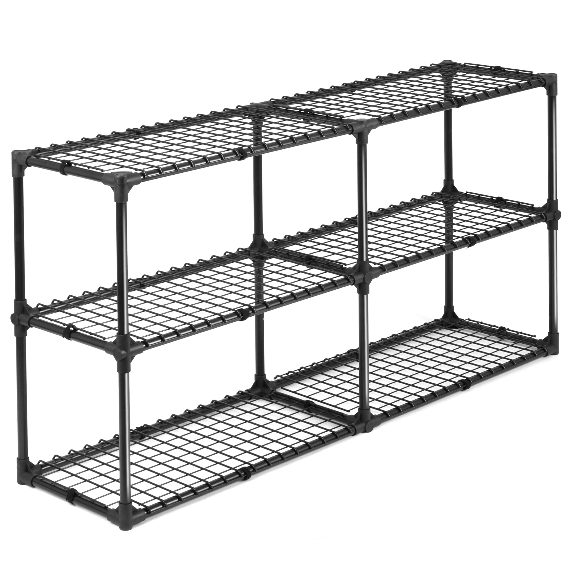 3 Shelf Wire Rack With Cover 2Pack Black Steel