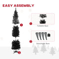 Homcom 7' Artificial Pencil Christmas Tree, Slim Xmas Tree With 499 Realistic Branch Tips And Plastic Stand, Black Black Plastic