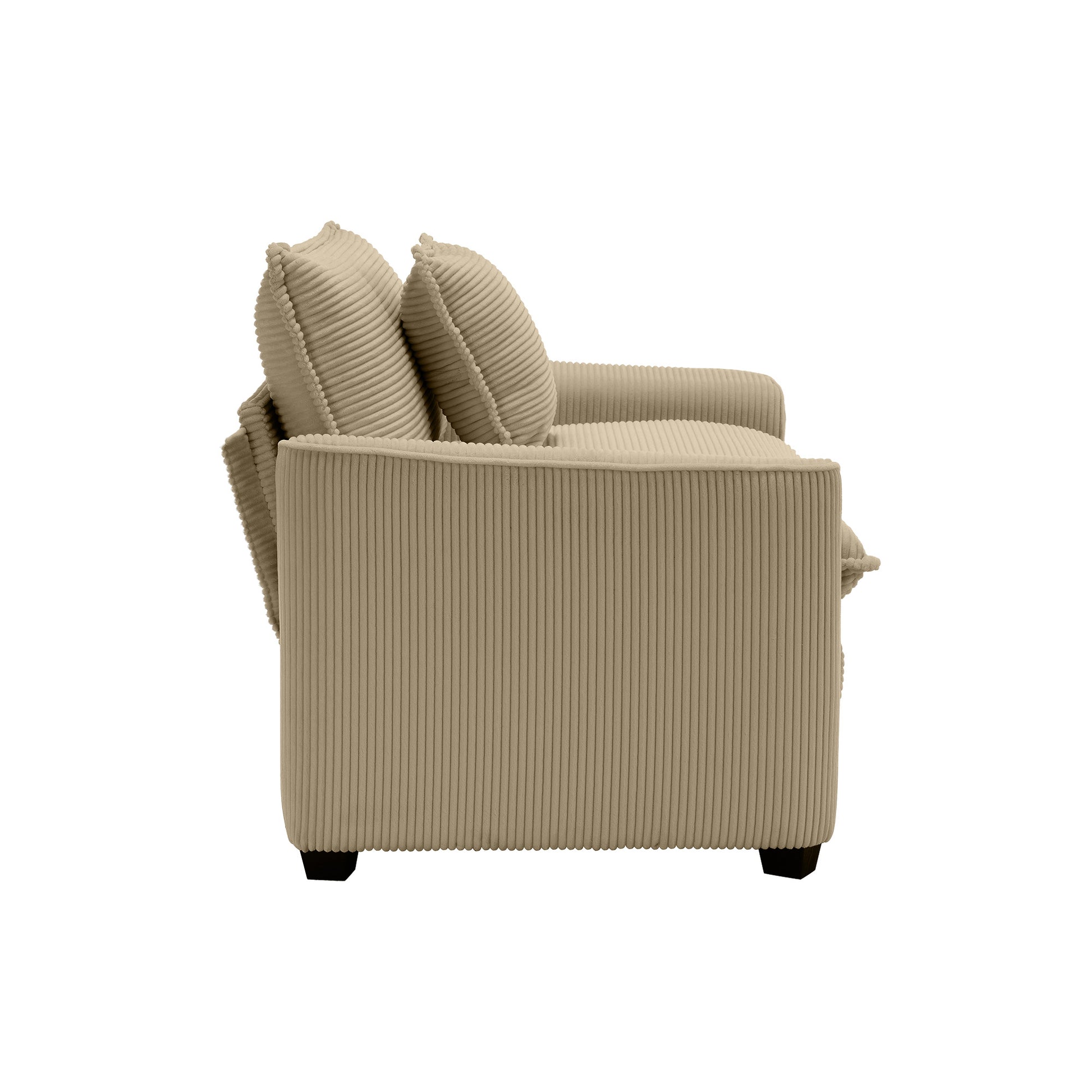 Luxurious And Sophisticated Sofa Set With Soft Cushions And Pillows, Home For Living Rooms And Clubs As Well As Home Theaters, Consisting Of Two Single Sofas And A 3 Seater Sofas In Tan Corduroy Fabri Tan Corduroy 5 Seat