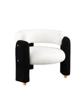Accent Chair Black White Fabric