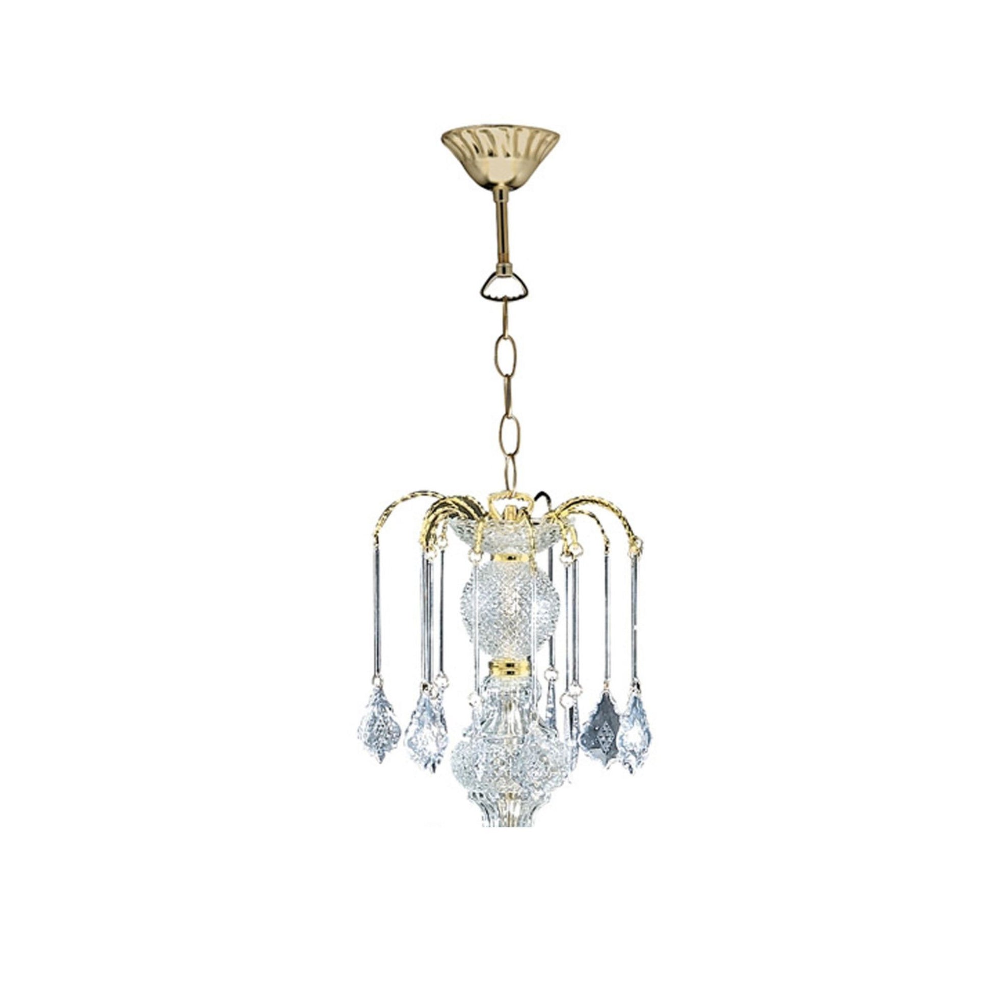 25" Tall Metal Chandelier With Polished Brass Finish And Crystal Accents Gold Metal