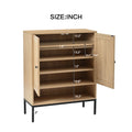 Rattan Shoe Cabinet With Adjustable Shelves, 5 Tier Shoe Storage Cabinet With Doors & Bottom Cubby, Wooden Shoes Rack Organizer For Entryway, Natural Natural Wood Mdf Metal