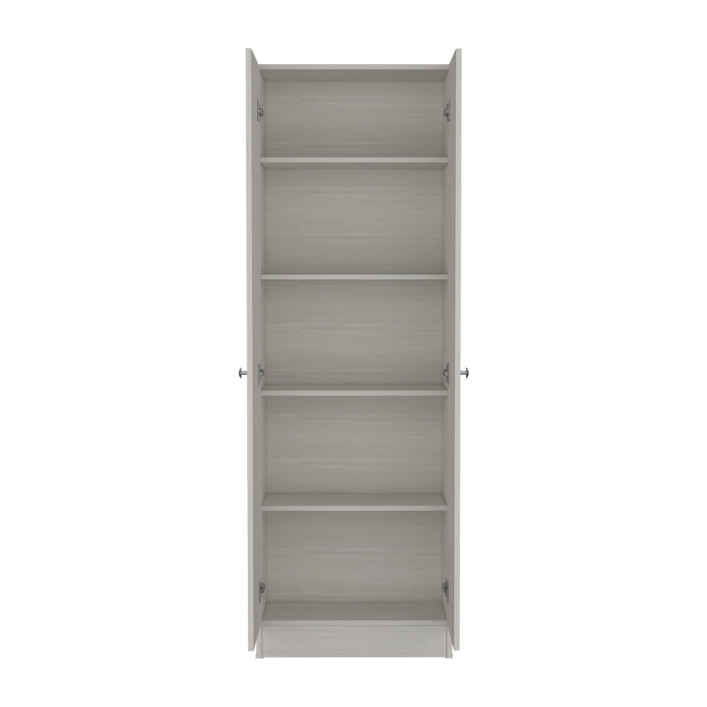 Multistorage Cabinet 71" H, Two Doors, Five Internal Shelves, White Washed Oak White Particle Board Particle Board