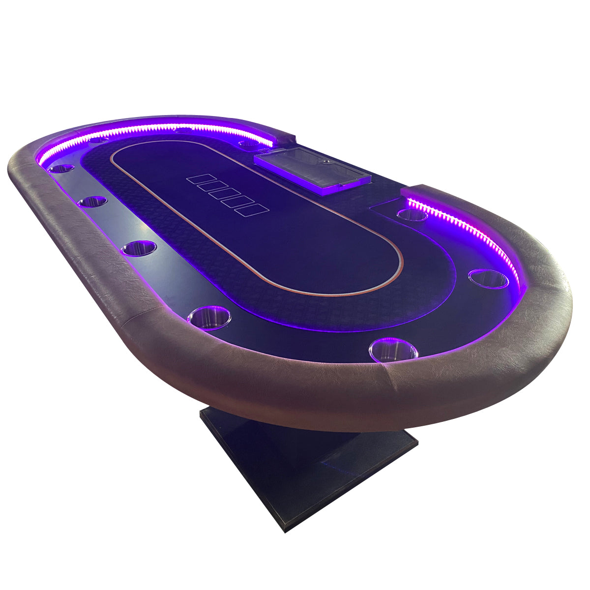 96" Premium Poker Table For 10 Player Texas Holdem Casino Game With Speed Cloth Dimmable Led Chip Tray Drop Box Black Primary Living Space Modern Wood