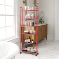 Red 6 Tier Rolling Cart Gap Kitchen Slim Slide Out Storage Tower Rack With Wheels,6 Baskets,Kitchen,Bathroom Laundry Narrow Piaces Utility Cart Red Kitchen American Design,American Traditional Metal