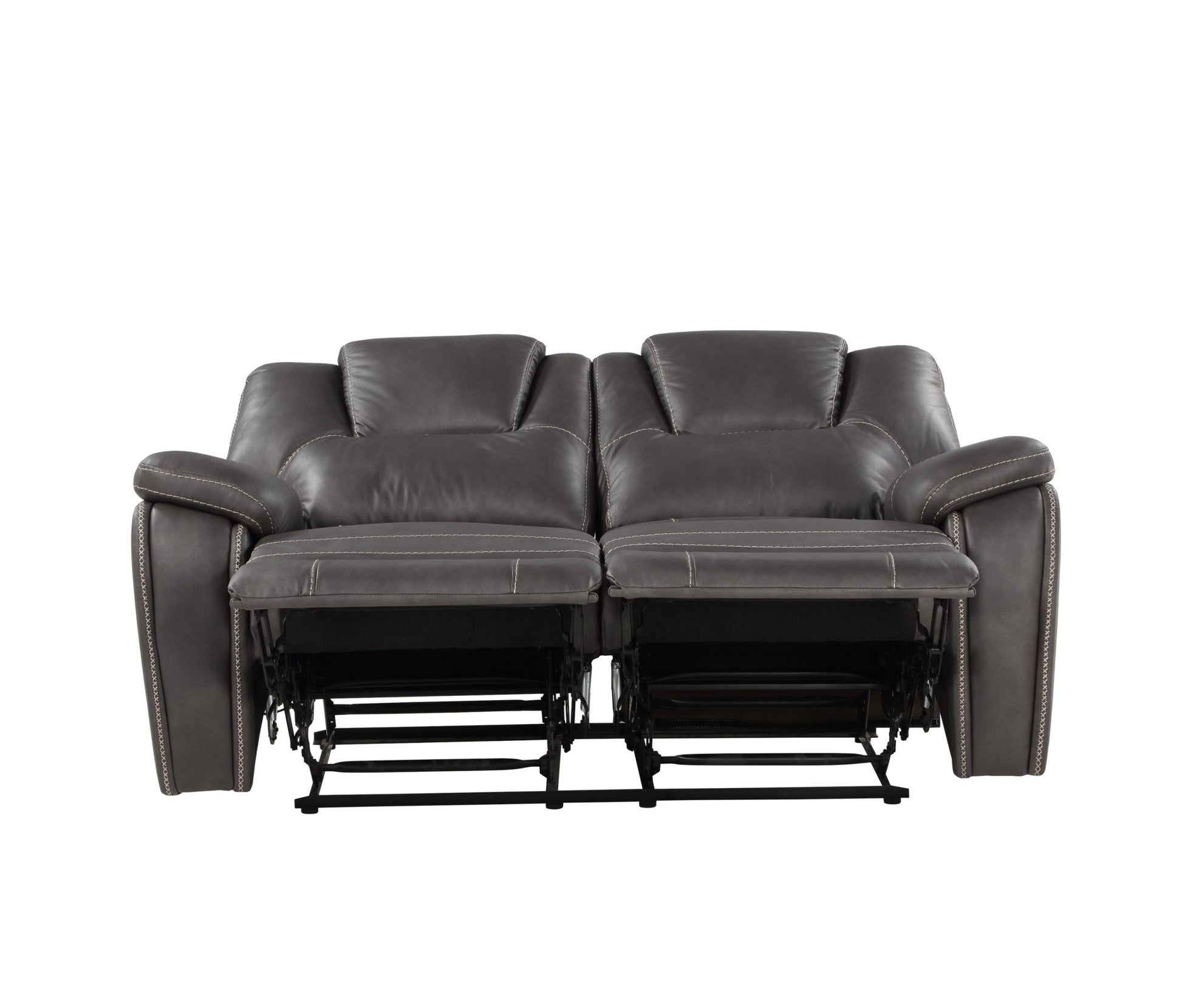 Katrine 3 Piece Living Room Set Charcoal Charcoal Faux Leather