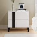 Modern High Gloss 3 Piece Bedroom Set Floating Bed Frame Queen Size Platform Bed With Led Light & 2 Nightstands, White Box Spring Not Required Queen White Wood 3 Piece Set Solid Wood Mdf
