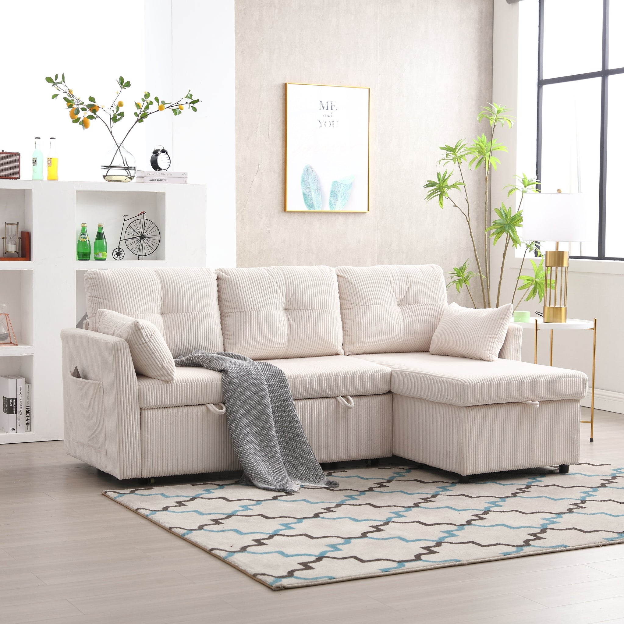 United Modular Sectional Sofa L Shaped Modular Couch With Reversible Chaise Modular Sofa Sectional Couch With Storage Seats Beige Velvet 3 Seat