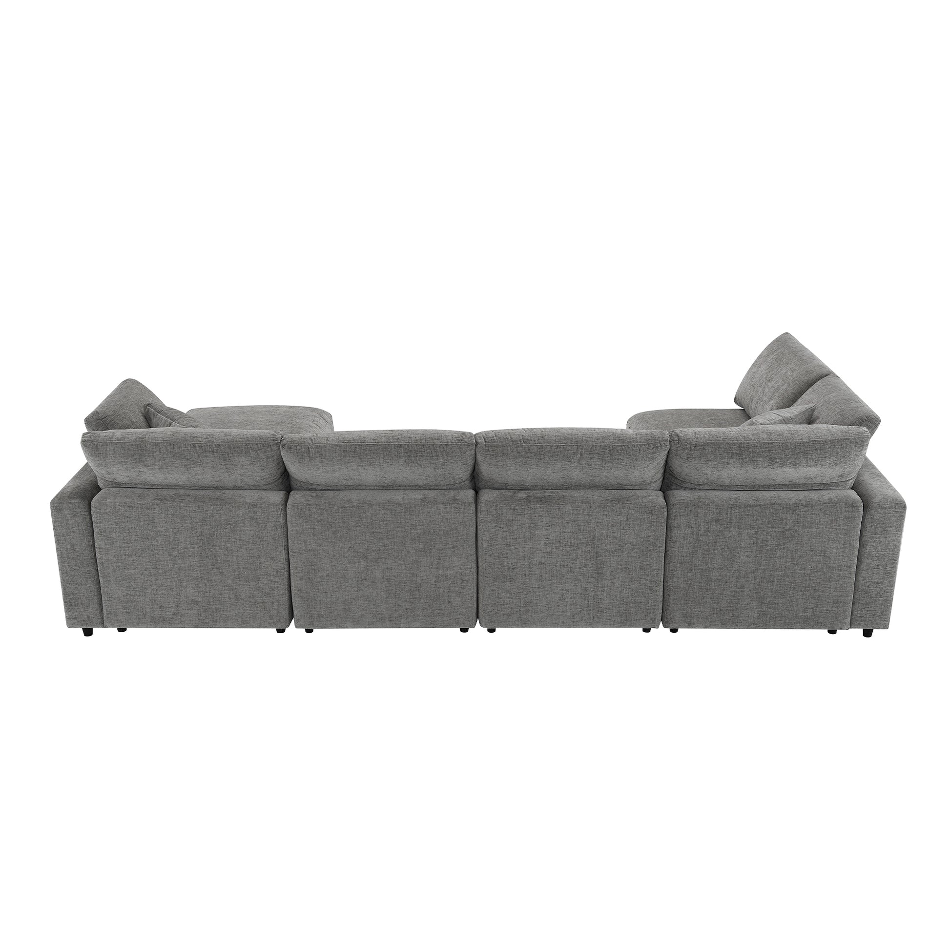 130*65" Modern Modular Cloud Sofa Bed, 6 Seat Chenille Sectional Couch Set With Ottoman,Free Combination,Convertible U Shaped Sleeper Sofa For Living Room, Apartment, 3 Colors Gray Chenille 6 Seat