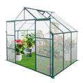 8X6Ft Green Double Door Polycarbonate Greenhouse Raised Base And Anchor Aluminum Heavy Duty Walk In Greenhouses For Outdoor Backyard In All Season Green Aluminum