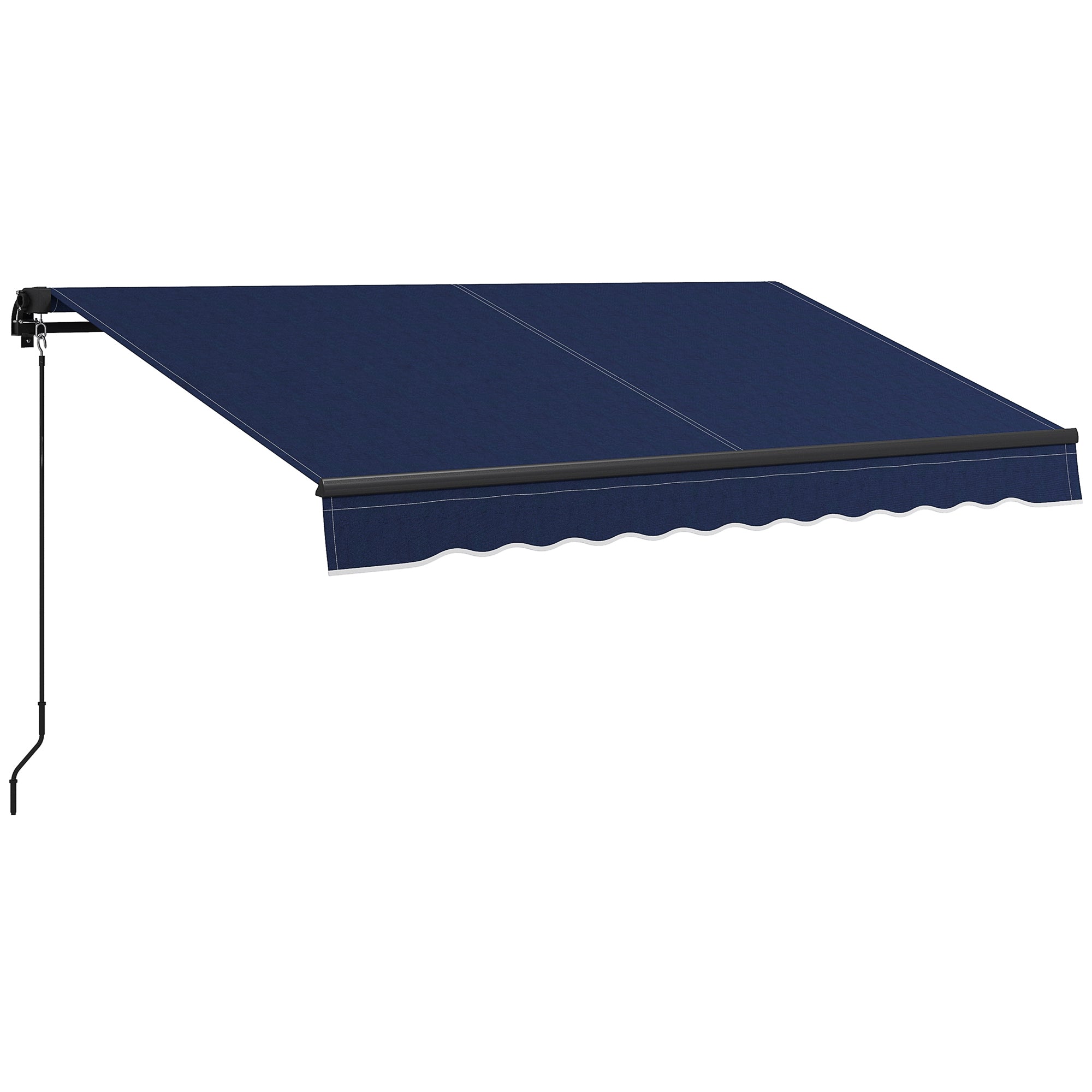 Outsunny 10' X 8' Retractable Awning, Patio Awning Sunshade Shelter With Manual Crank Handle, 280Gsm Uv Resistant Fabric And Aluminum Frame For Deck, Balcony, Yard, Blue Blue Polyester