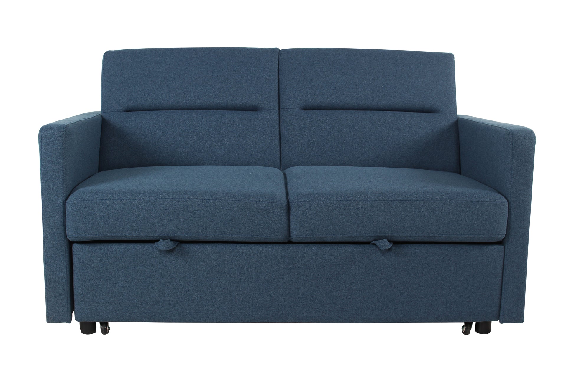 Loveseat Sleeper Pull Out Couch 3 In 1 Sofa Bed Adjustable Backrest Blue Wood Fabric