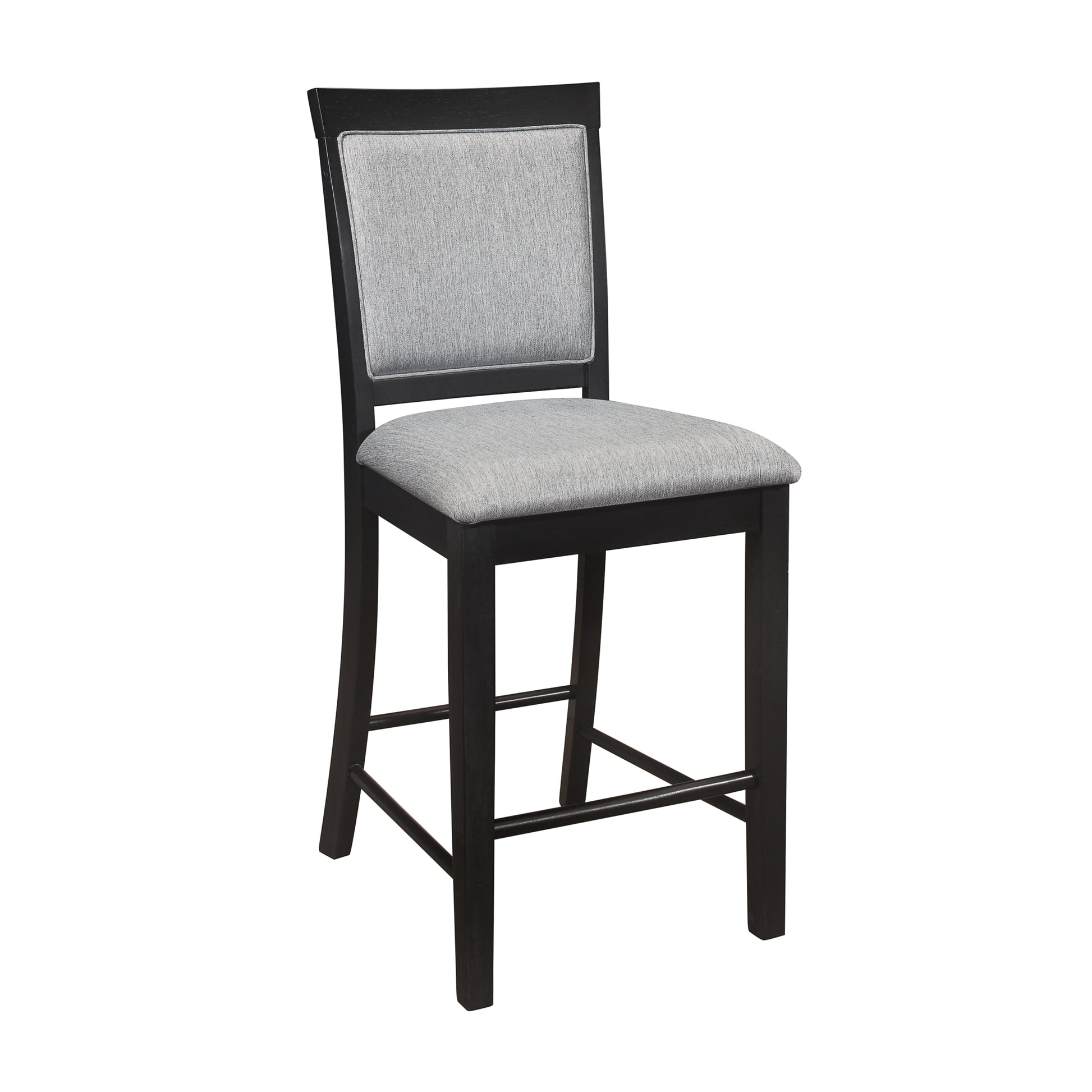 Charcoal Gray Finish 7Pc Dining Counter Height Table With Base Storage And 6 Counter Height Chairs Set Casual Style Dining Kitchen Wooden Furniture Wood Wood Charcoal Grey Seats 6 Wood Dining Room Casual Rectangular Dining Table With Chair Wood