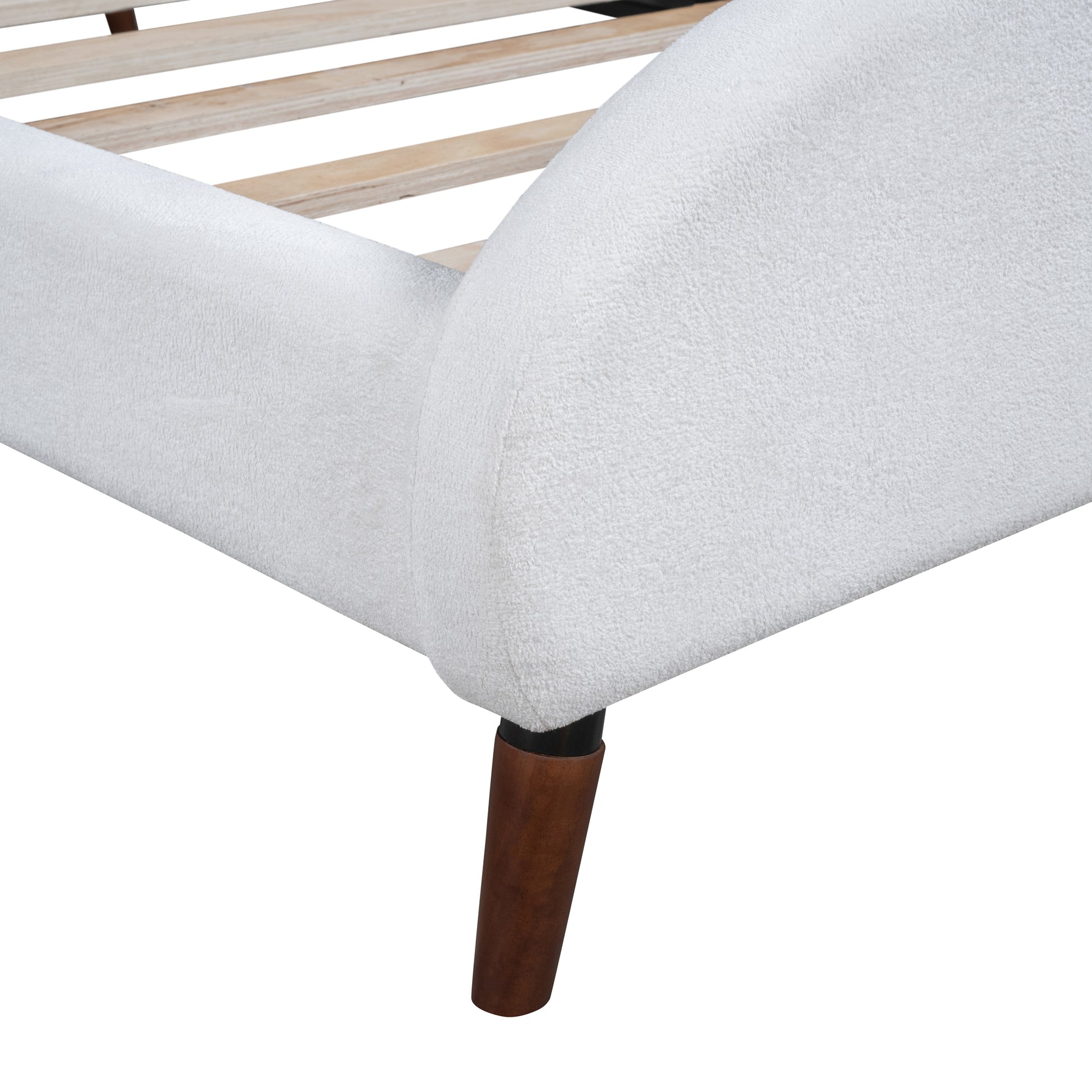 Twin Size Upholstered Platform Bed With Sheep Shaped Headboard, White Twin White Plywood