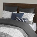 3 Piece Cotton Comforter Set With Chenille Tufting Gray Full Queen Queen Gray Cotton