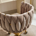 Velvet Vanity Chair With Wheels, Accent Chair Makeup Vanity Chair With Hand Woven Backrest, Modern 360 Swivel Home Office Desk Chair For Study, Bedroom, Living Room Gray Iron Gray Primary Living Space Foam Modern Lounge Chair Cross Back 1 Velvet