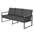 Outdoor 4 Pieces Furniture Sets Modern Aluminum Patio Conversation Sets Sofa W Blue Cushion Faux Wood Grain Frame Coffee Table For Garden Courtyard Poolside Yes Dining Set Grey Weather Resistant Frame Water Resistant Cushion Garden & Outdoor Modern