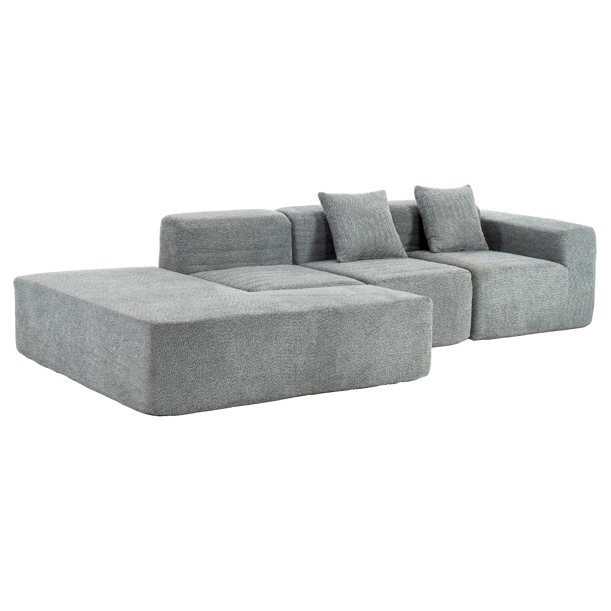 116.5" Sectional Sofa Full Compressed Sofa Couch Free Combined Sofa For Living Room, Grey Grey Foam Polyester 4 Seat