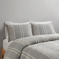 3 Piece Cotton Jacquard Duvet Cover Set Queen Gray Cotton