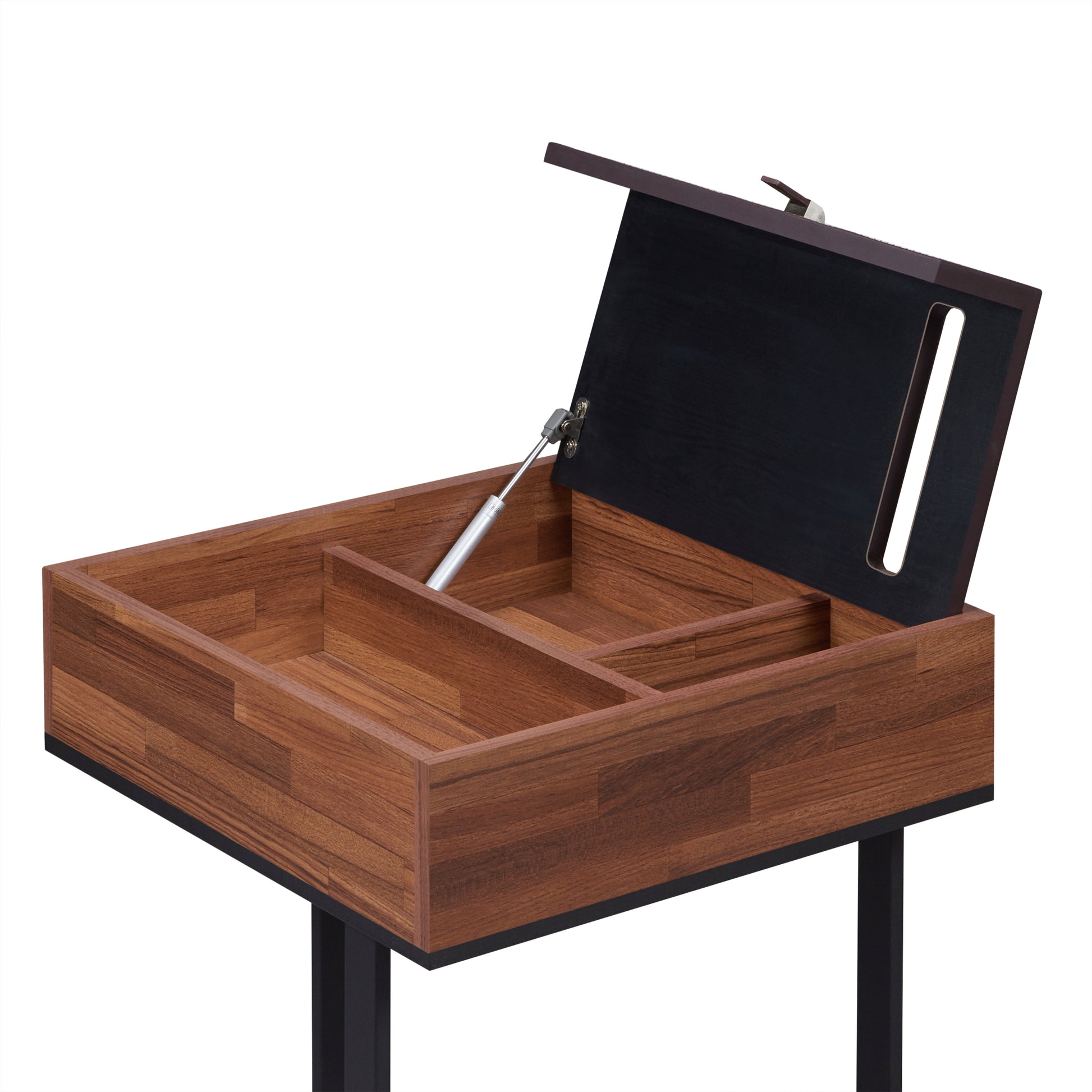 Walnut And Sandy Black Accent Table With Storage Walnut Primary Living Space Square Wood Metal