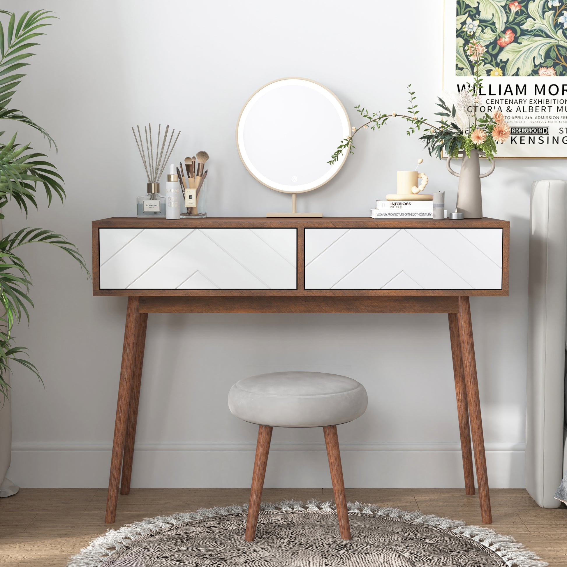 Entryway Table With 2 Carved Panel Drawers, Console Table With Storage Space And Wood Legs,Sofa Table Behind Couch For Hallway, Living Room, Natural Color Natural Particle Board Mdf