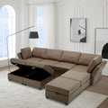 Adjustable Arms And Backs Sectional Sofa, Modern Sectional Couch U Shaped Sofa Couch With Storage Ottoman, Sofa With Convertible Chaise Brown Brown Polyester 4 Seat