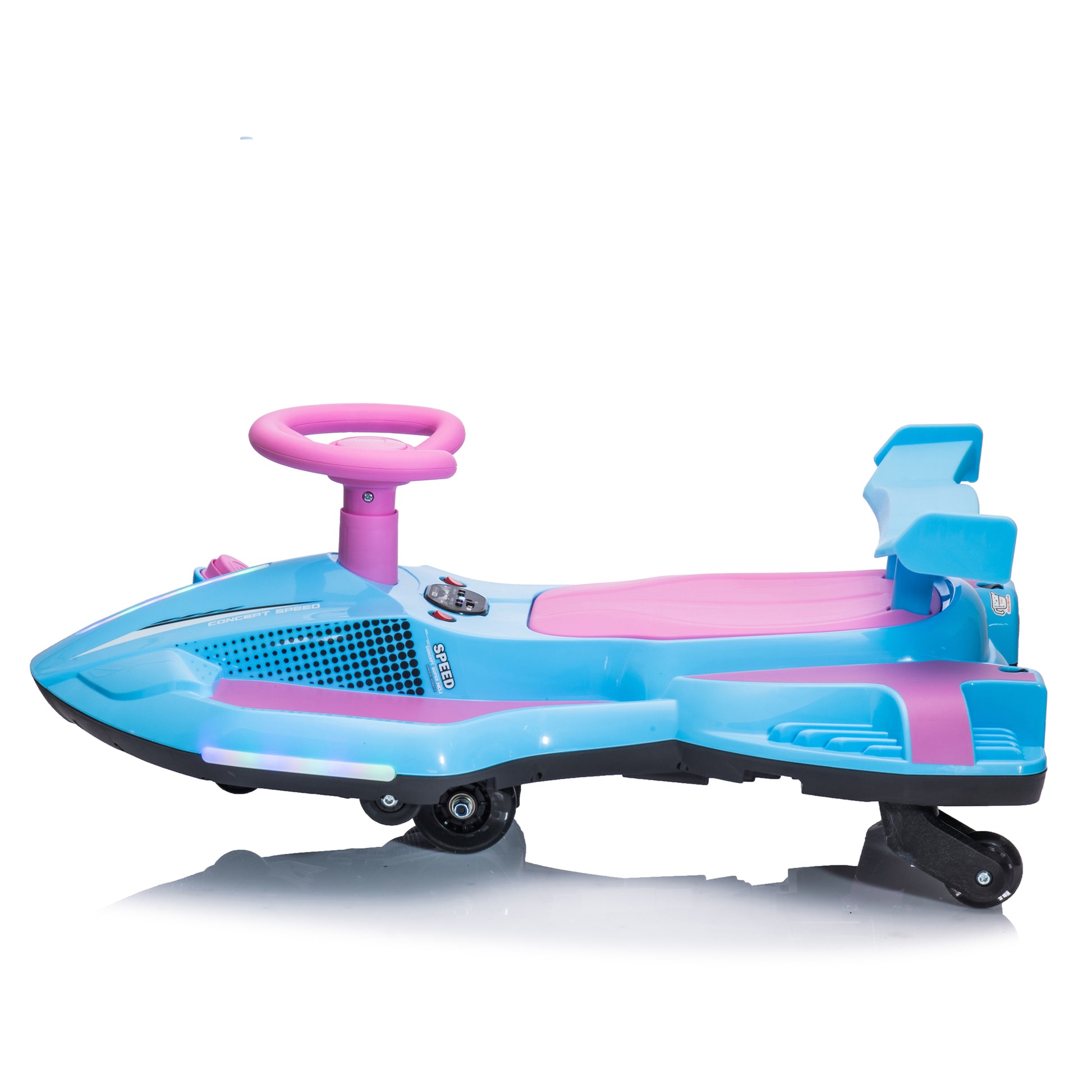 12V Kids Ride On Electric Toy,360 Degree Drift In Place,Spray Function,Front&Side Lights Design,Usb Mp3,Bluetooth,Music, 3.73 4.35 Mph,Easy Installation,Ultimate Cool Operation For Kids Aged 3 . Purple 100 149 Lbs Polypropylene